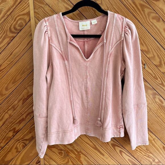 Anthropologie Maeve Puff Sleeve Pullover Sweatshirt - Picture 2 of 9